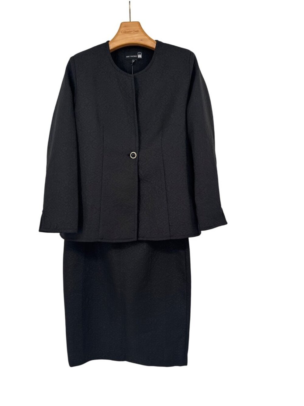 Antthony Original Womens Black jaquard Two-Piece Skirt Suit Blazer Size 14 NEW